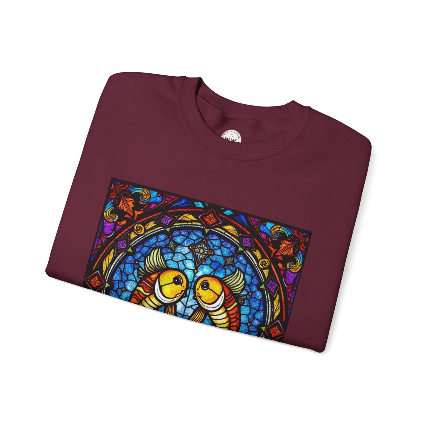 Unisex Heavy Blend™ Crewneck Sweatshirt, Glass 1, Pisces Zodiac Design