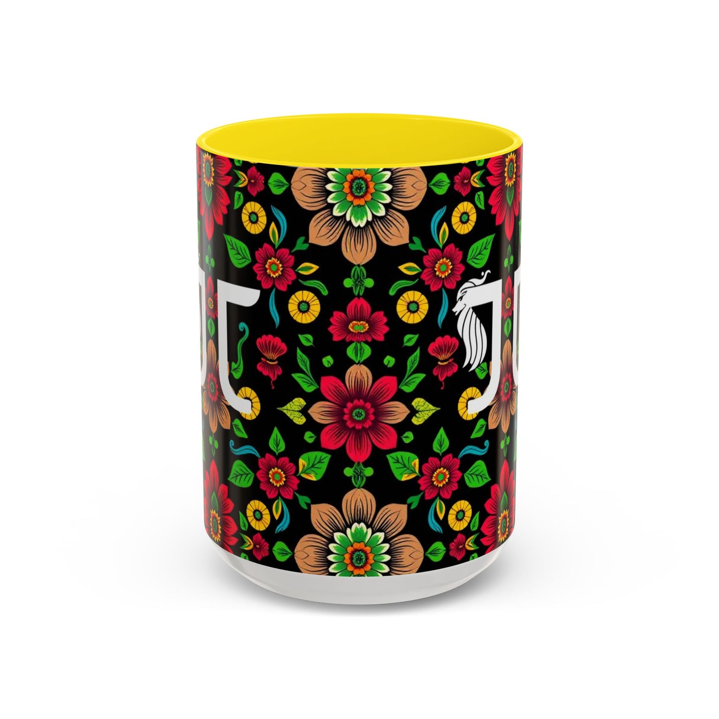 Accent Coffee Mug, Gemini, Zodiac v4, Flower Pattern, (11, 15oz)