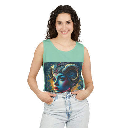 Unisex Garment-Dyed, Tank Top, Aries Design, Pop Art v1, 100% Ringspun US cotton