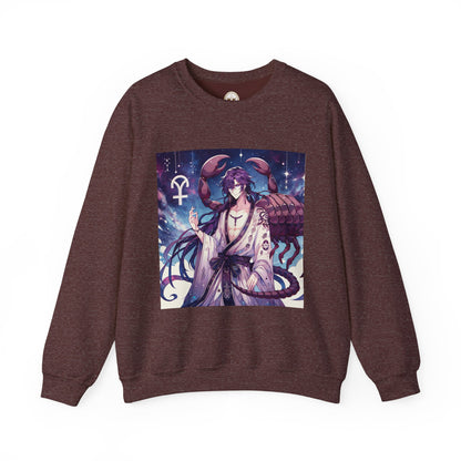 Unisex Heavy Blend™ Crewneck Sweatshirt, Scorpio Zodiac Design, purple scorpion anime
