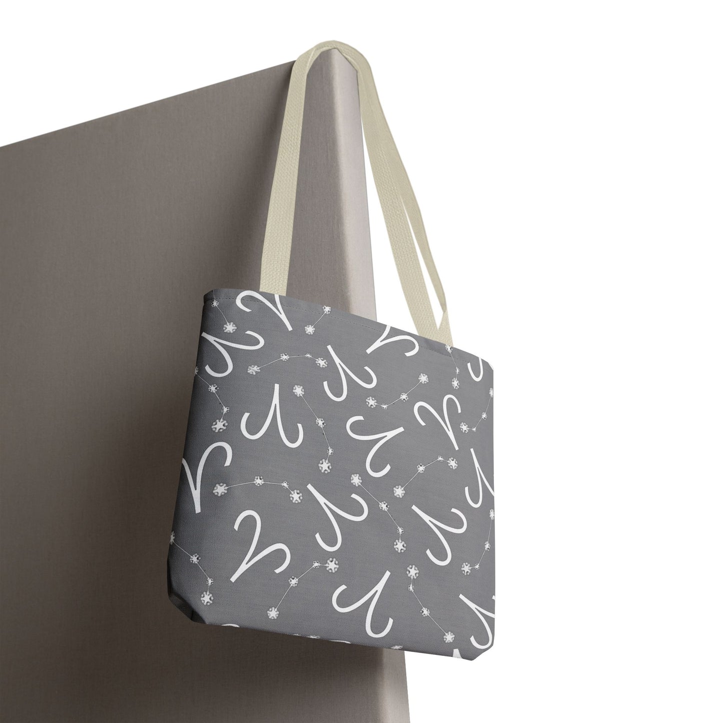 Tote Bag, Aries Zodiac Sign, AOP, (Grey, White)