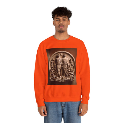 Unisex Heavy Blend™ Crewneck Sweatshirt, Stone Twins, Gemini Zodiac Design