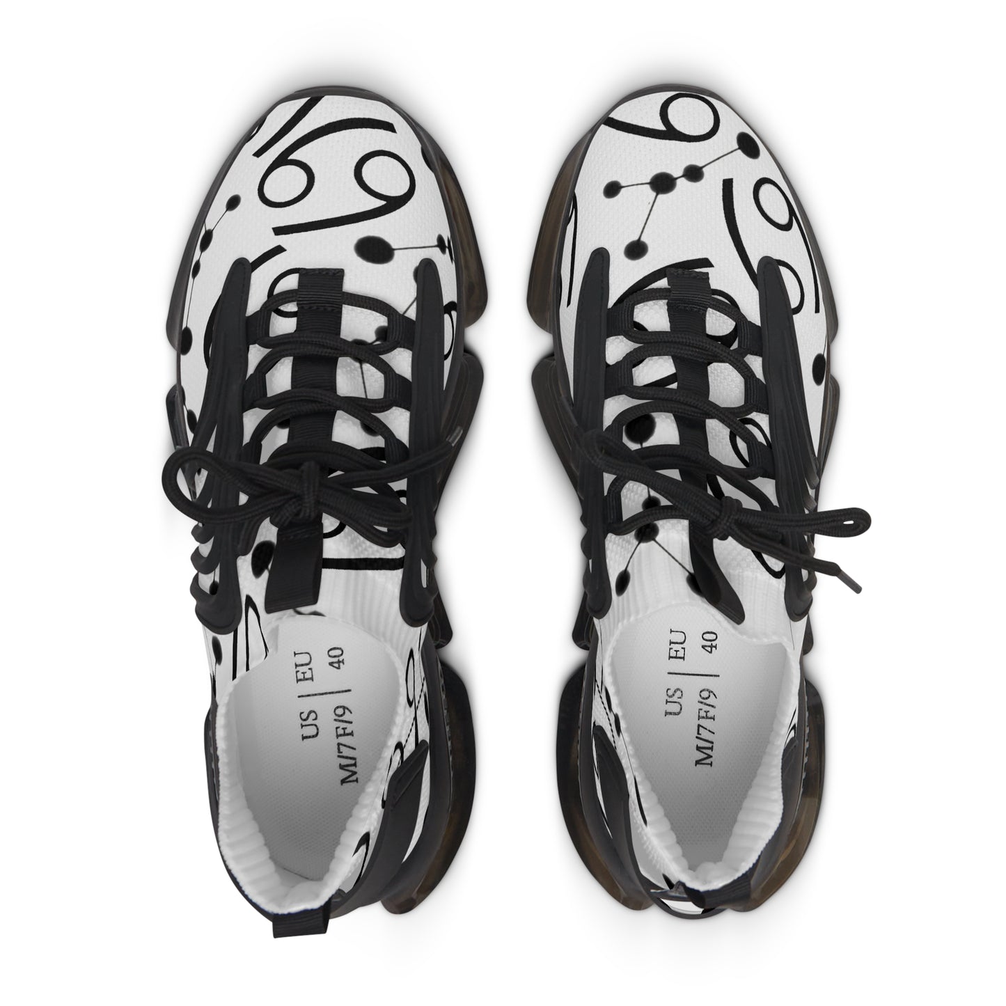 Women's Mesh Sneakers, Constellation & Symbol, Cancer Zodiac Sign, AOP
