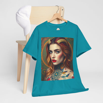 Unisex Heavy Cotton T-Shirt, Capricorn, Zodiac v3, Sexy Art