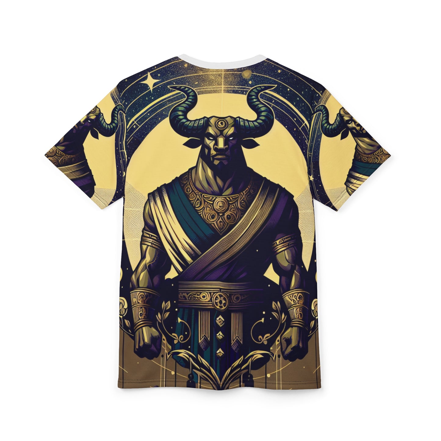 Unisex Cut & Sew T-Shirt (AOP), Minotaur, Taurus Zodiac Design, Regular fit, 100% Polyester