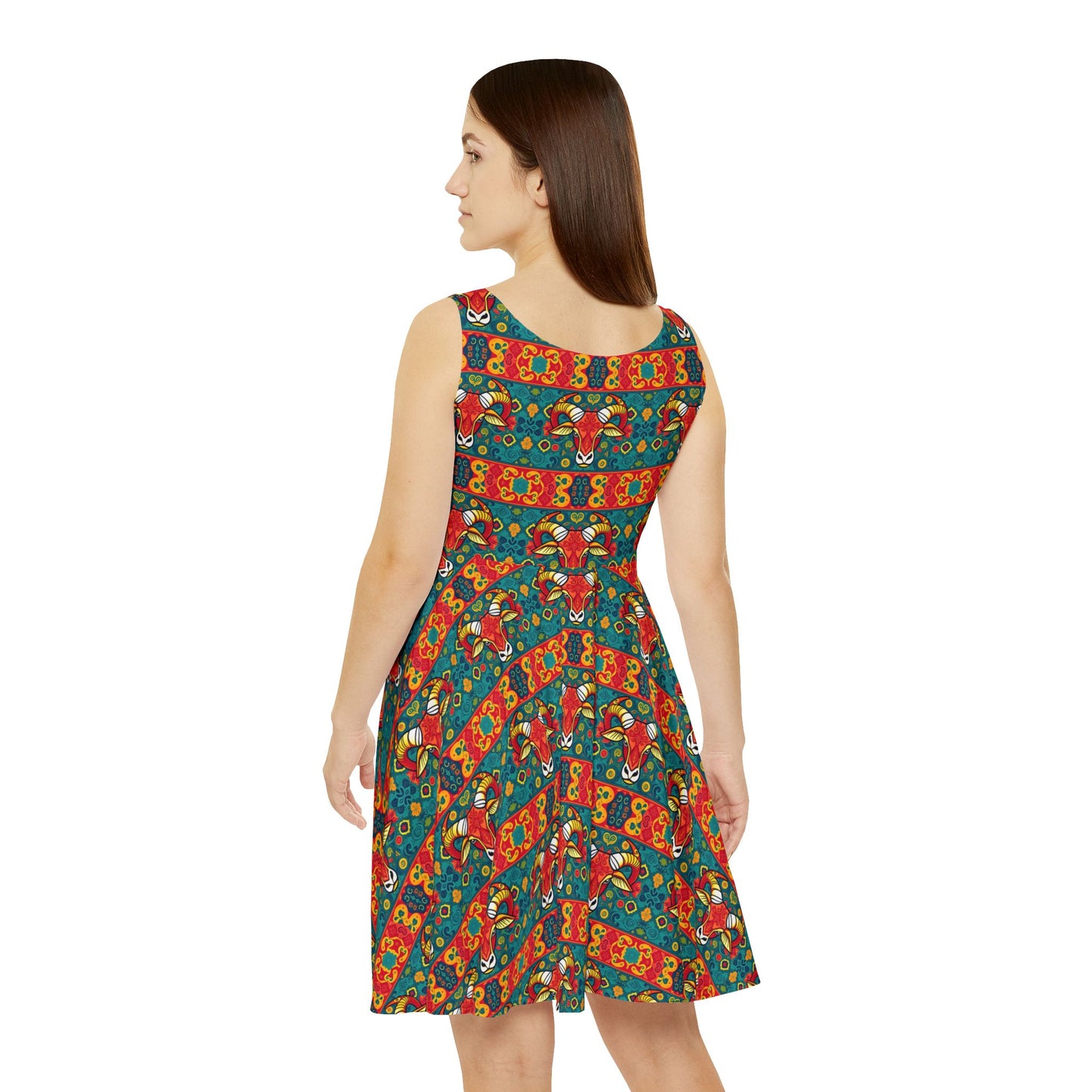 Women's Skater Dress, AOP, Zodiac v1, Taurus, Pattern
