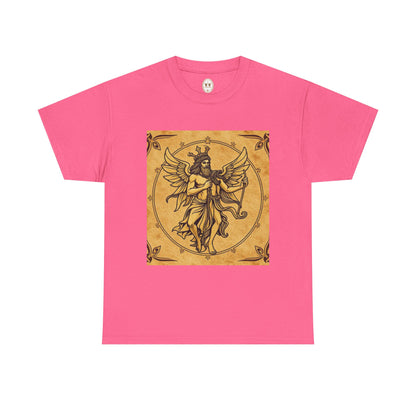 Unisex Heavy Cotton T-Shirt, Pencil Art v1, Gemini Zodiac Design