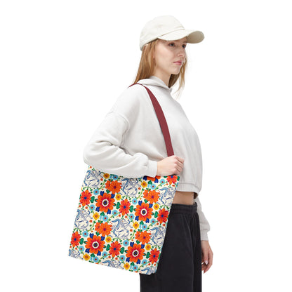 Tote Bag, (AOP), Virgo, Zodiac v1, Flower Pattern