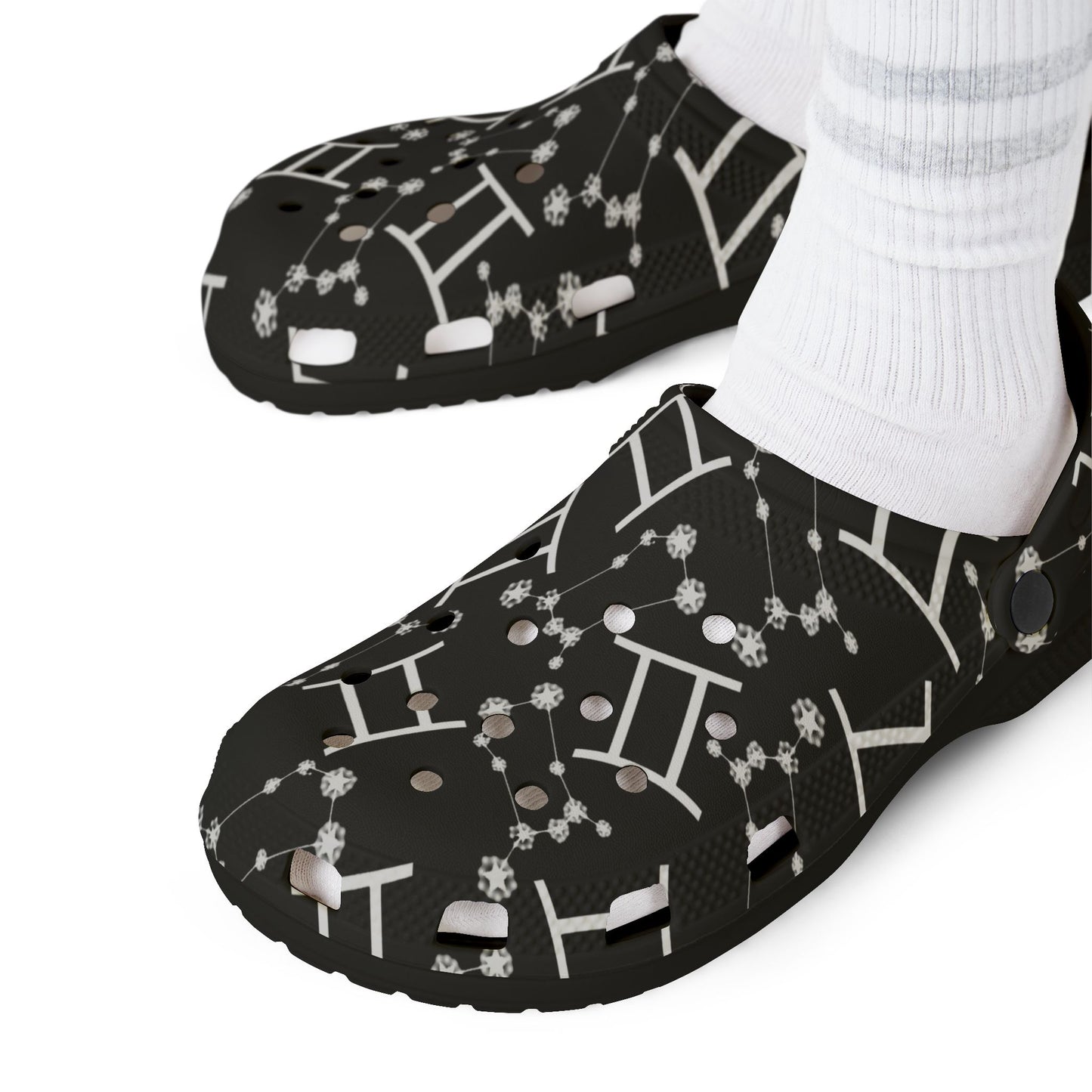 EVA Foam Rubber Shoes (AOP), Material 100% EVA, Gemini Zodiac Design