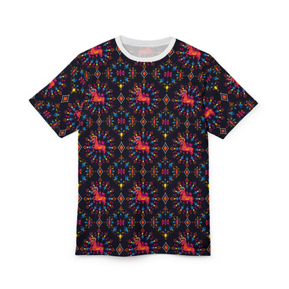 Unisex Cut & Sew T-Shirt, (AOP), Capricorn, Zodiac v3, Jewels Pattern
