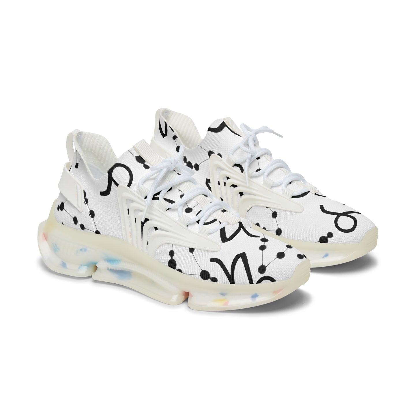Women's Mesh Sneakers, Constellation & Symbol, Capricorn Zodiac Sign, AOP