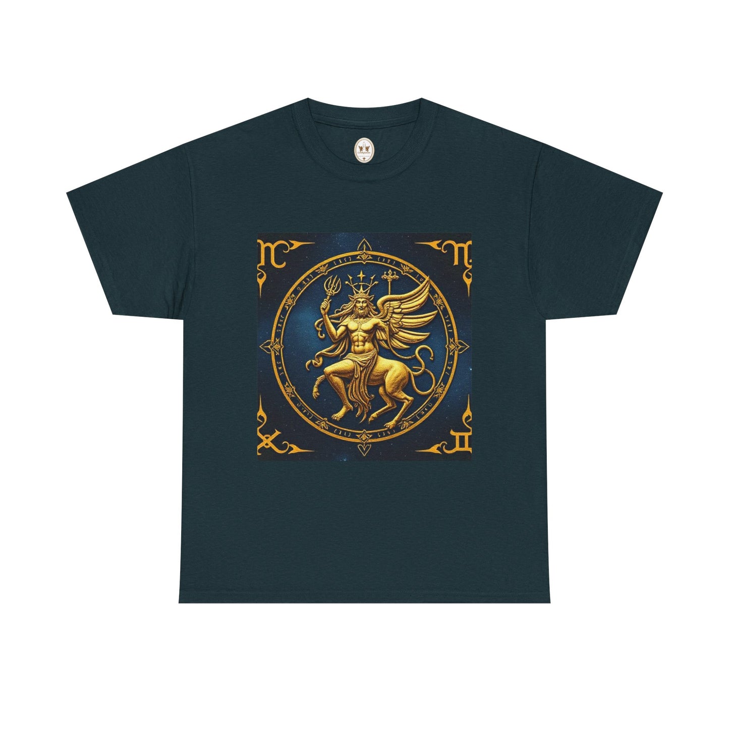 Unisex Heavy Cotton T-Shirt, Gold Angel, Symbol, Virgo Zodiac Design