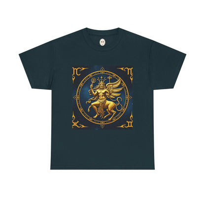 Unisex Heavy Cotton T-Shirt, Gold Angel, Symbol, Virgo Zodiac Design