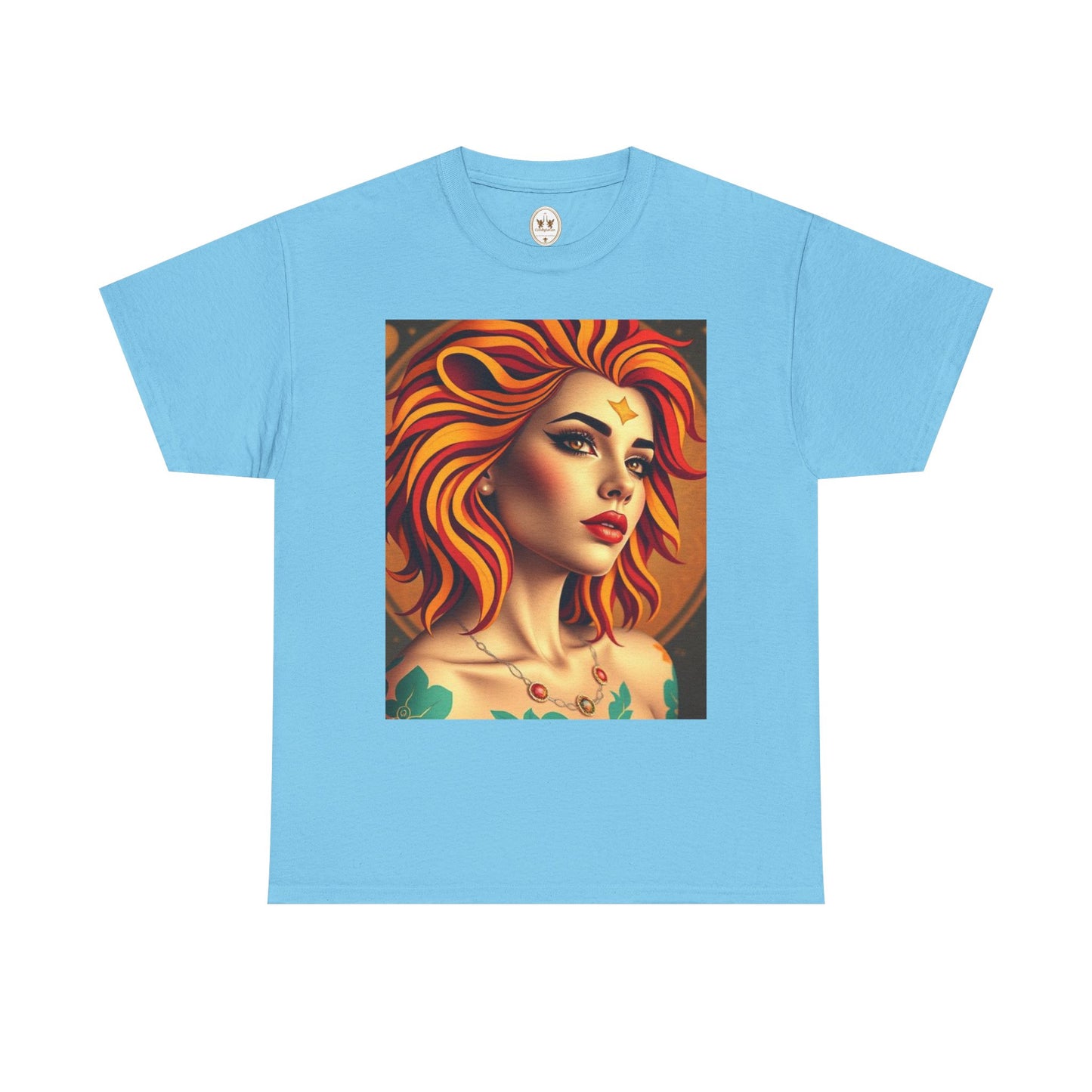 Unisex Heavy Cotton T-Shirt, Leo, Zodiac v3, Sexy Art