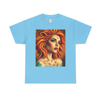 Unisex Heavy Cotton T-Shirt, Leo, Zodiac v3, Sexy Art