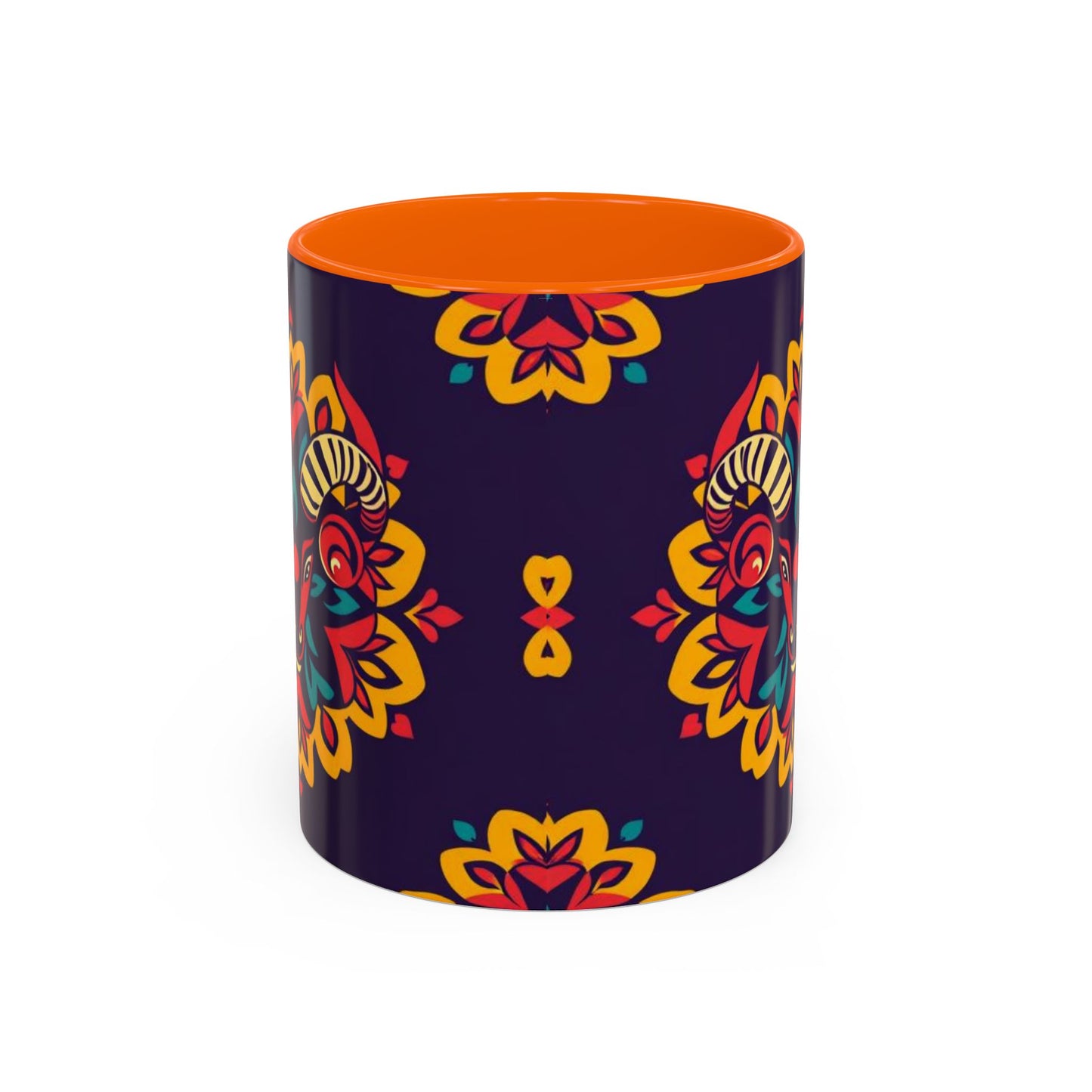 Accent Coffee Mug, Taurus, Zodiac v4. Flower Pattern, (11, 15oz)