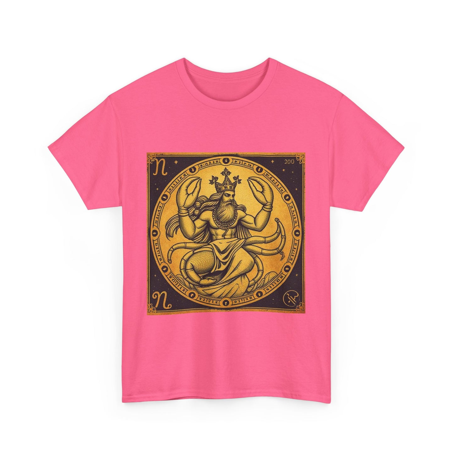Unisex Heavy Cotton T-Shirt, Crab King v1, Cancer Zodiac Design