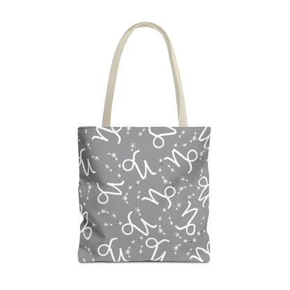 Tote Bag, Capricorn Zodiac Sign, AOP, (Grey, White)