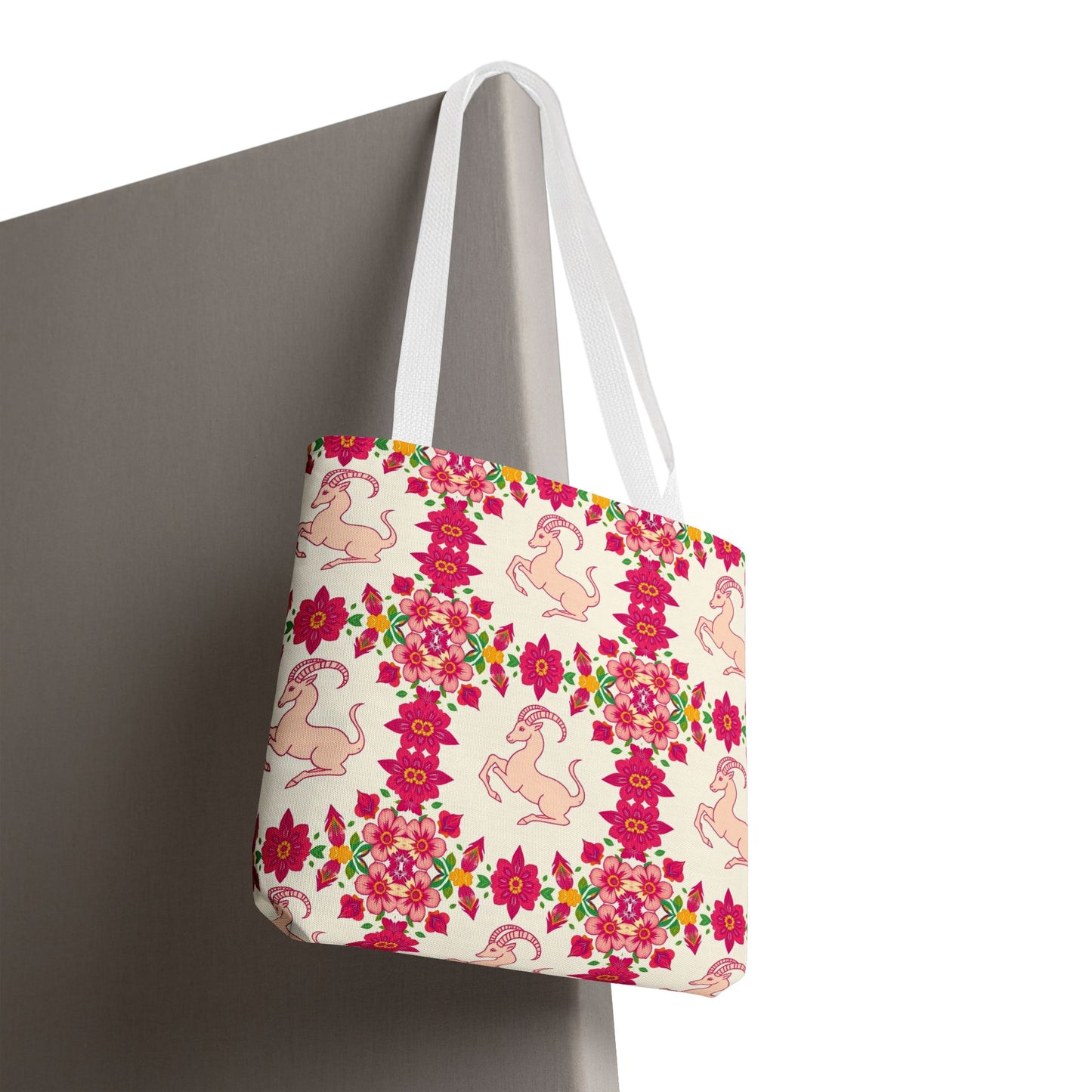 Tote Bag (AOP), Capricorn, Zodiac, Flower Pattern