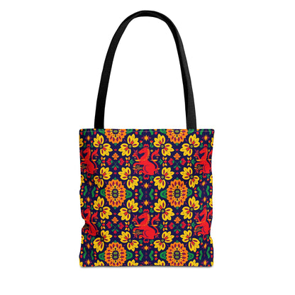 Tote Bag, (AOP), Virgo, Zodiac v4, Flower Pattern
