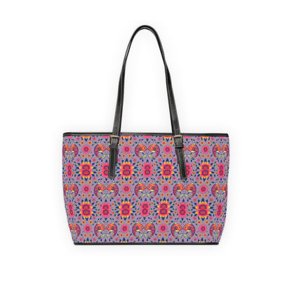 Leather Shoulder Bag, Pisces, Zodiac v1, Flower Pattern