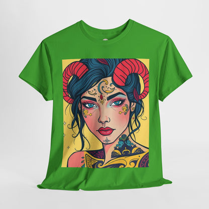 Unisex Heavy Cotton T-Shirt, Aries, Zodiac, Sexy Art