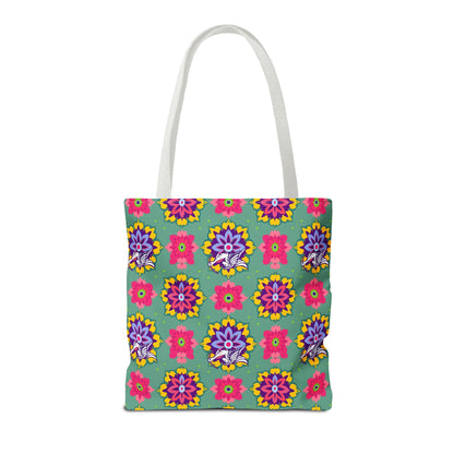 Tote Bag, (AOP), Sagittarius, Zodiac v4, Flower Pattern