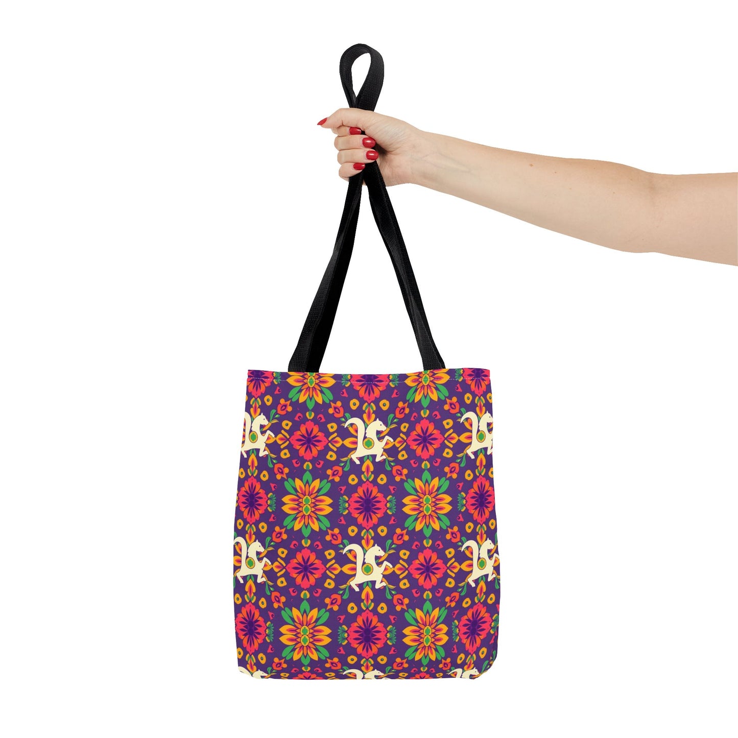 Tote Bag (AOP), Aquarius, Zodiac v2, Flower Pattern