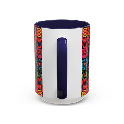 Accent Coffee Mug, Cancer, Zodiac v4, Flower Pattern, (11, 15oz)