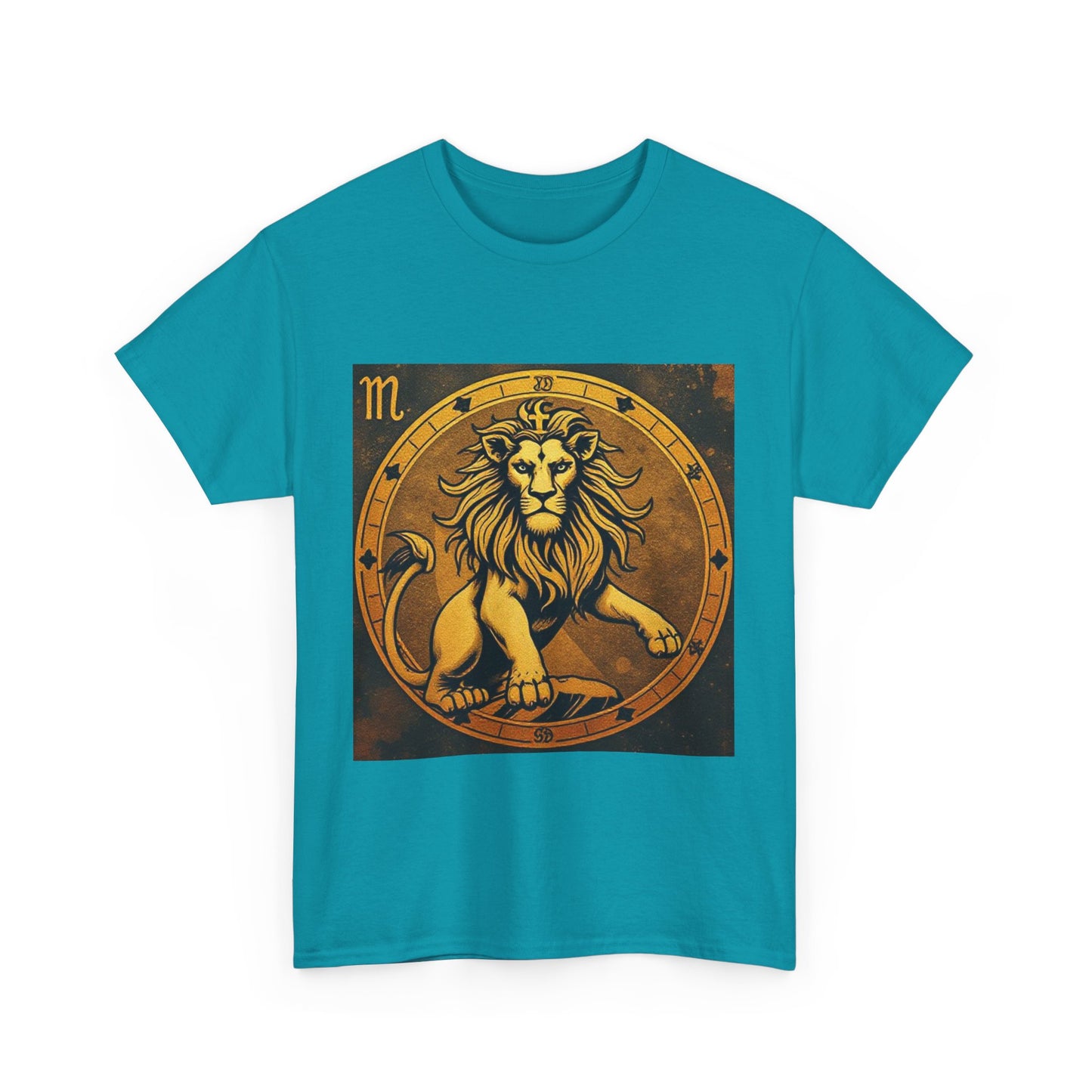 Unisex Heavy Cotton T-Shirt, Gold Lion, Leo Zodiac Design