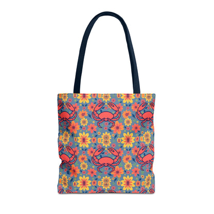 Tote Bag, (AOP), Cancer, Zodiac v3, Flower Pattern