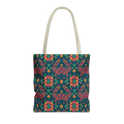 Tote Bag (AOP), Cancer, Zodiac v2, Flower Pattern