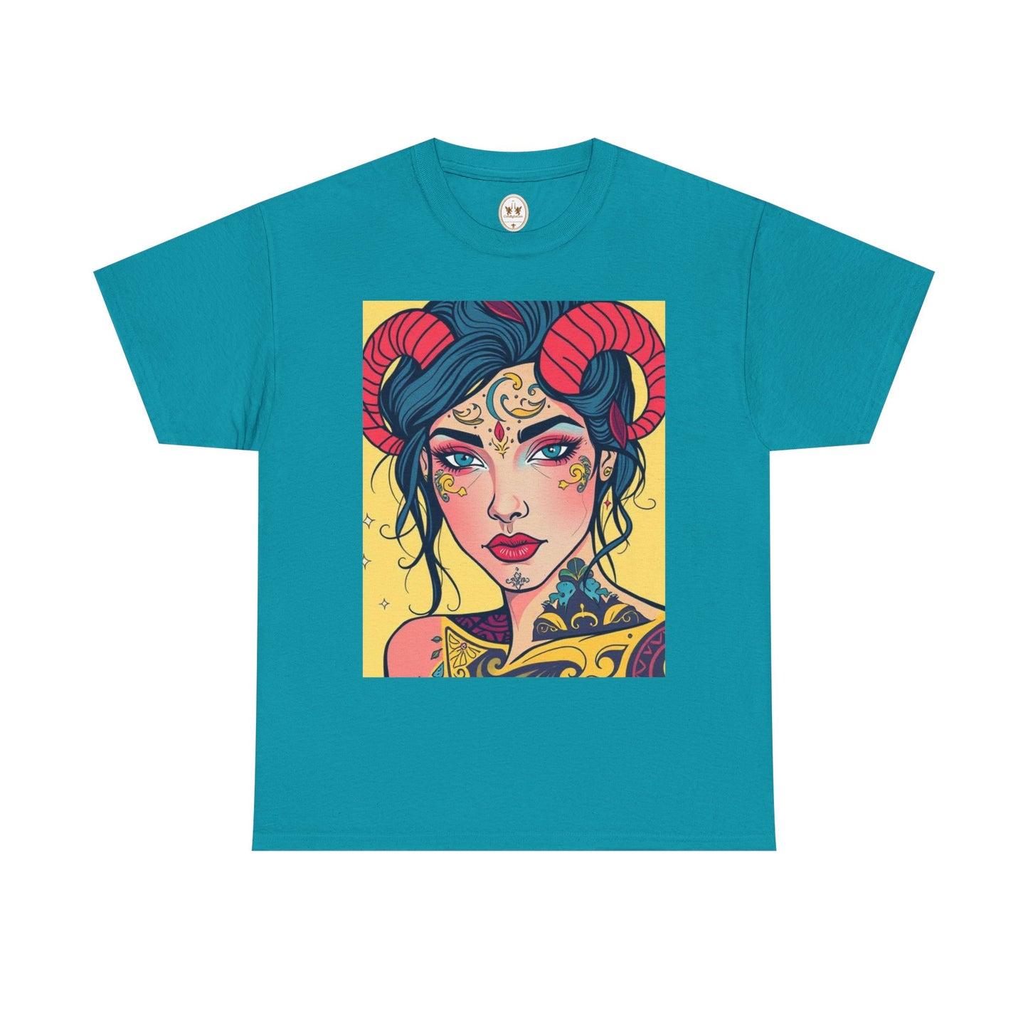Unisex Heavy Cotton T-Shirt, Aries, Zodiac, Sexy Art
