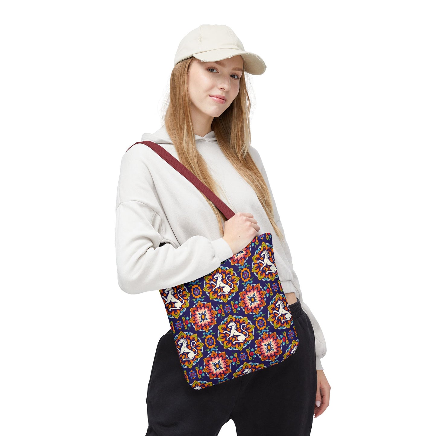 Tote Bag, (AOP), Virgo, Zodiac v3, Flower Pattern