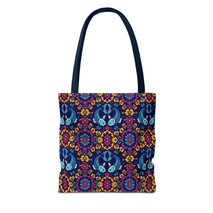 Tote Bag, (AOP), Pisces, Zodiac v3, Flower Pattern