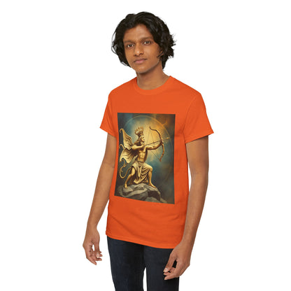 Unisex Heavy Cotton T-Shirt, Sagittarius King, Bow & Arrow v1, Zodiac Design