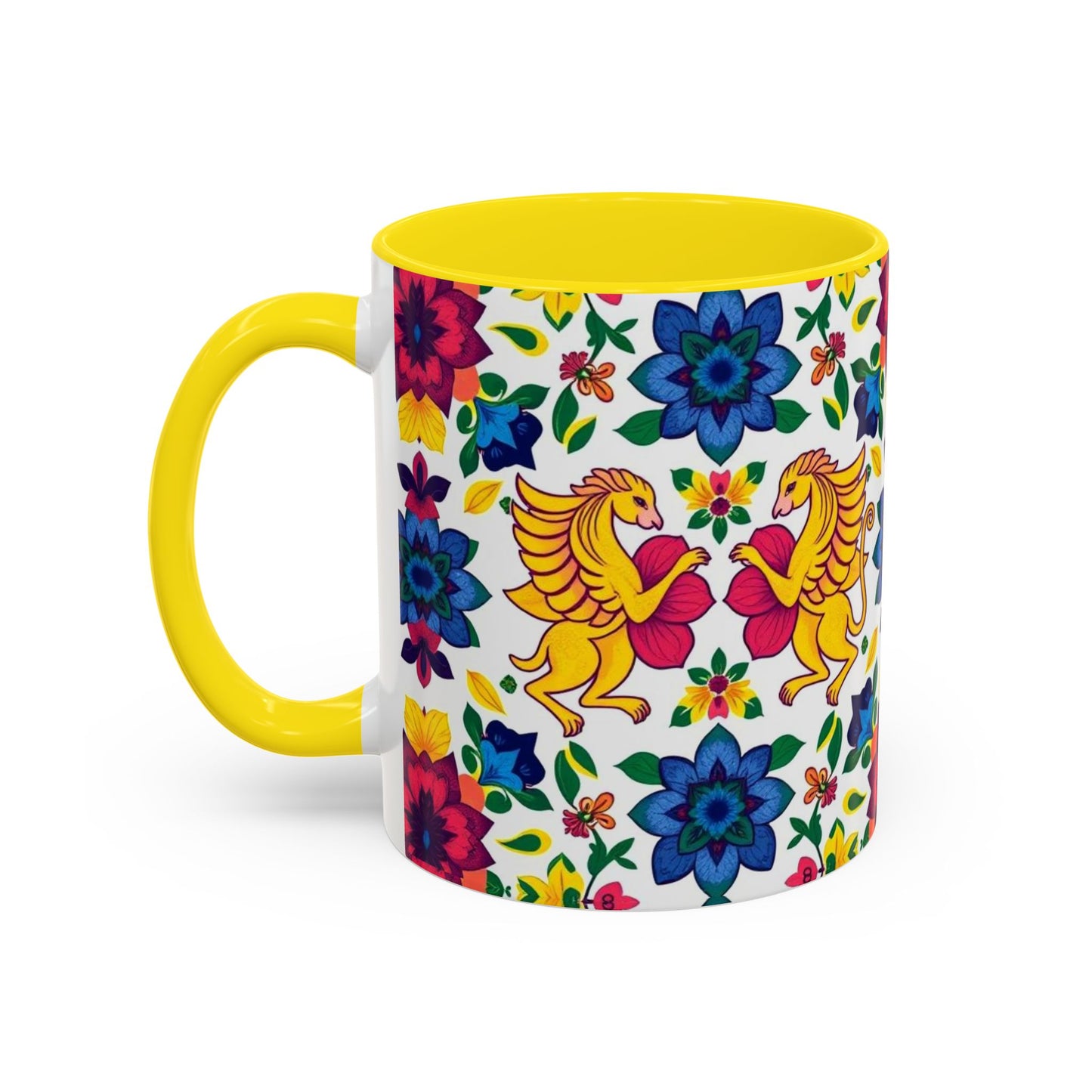 Accent Coffee Mug, Gemini, Zodiac, Flower Pattern, (11, 15oz)