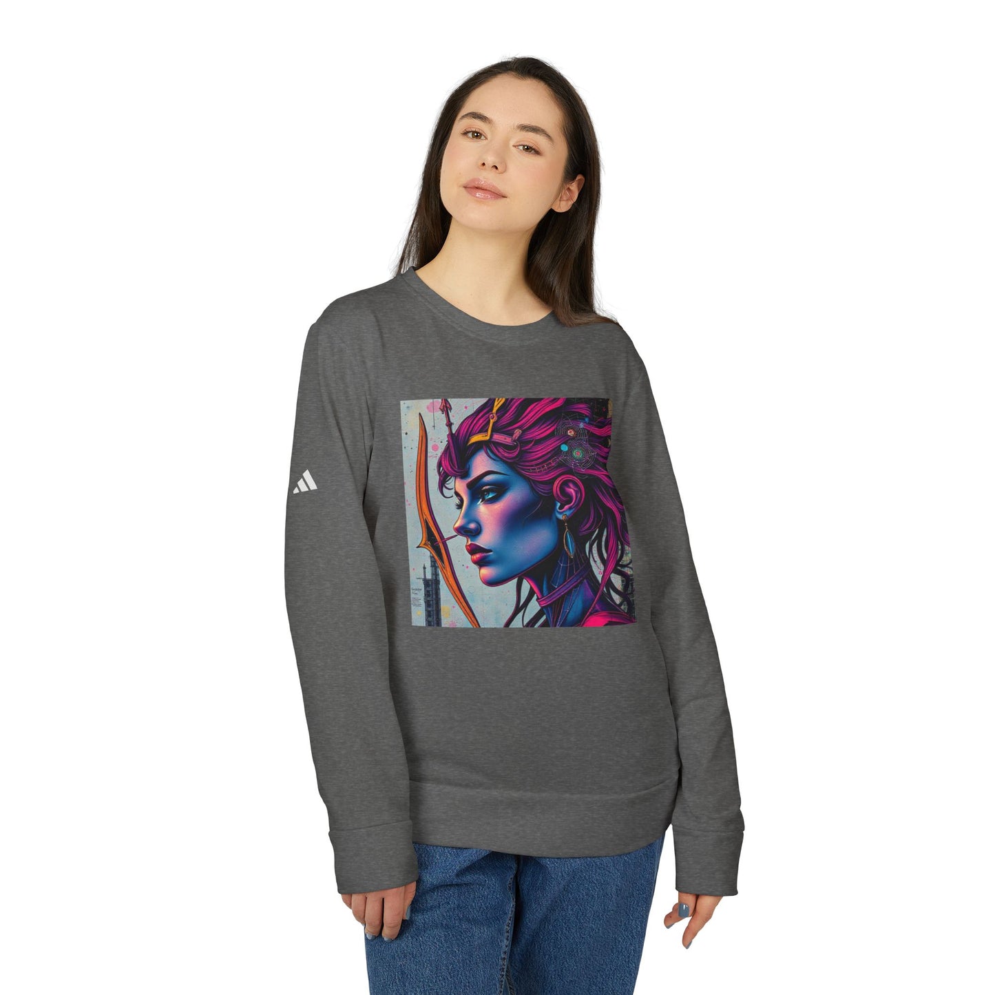 Adidas, Unisex Fleece Crewneck Sweatshirt, Sagittarius, Pop Art v1, Zodiac
