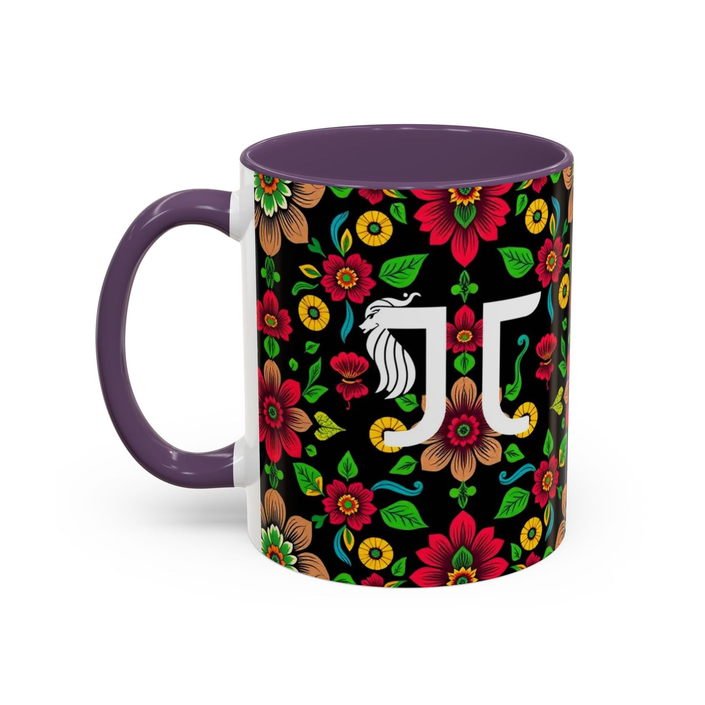 Accent Coffee Mug, Gemini, Zodiac v4, Flower Pattern, (11, 15oz)