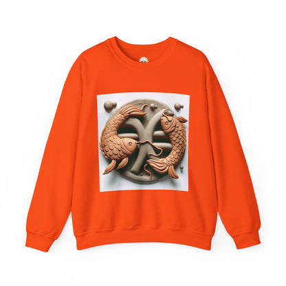 Unisex Heavy Blend™ Crewneck Sweatshirt,Two Fishes  Pisces Zodiac Design