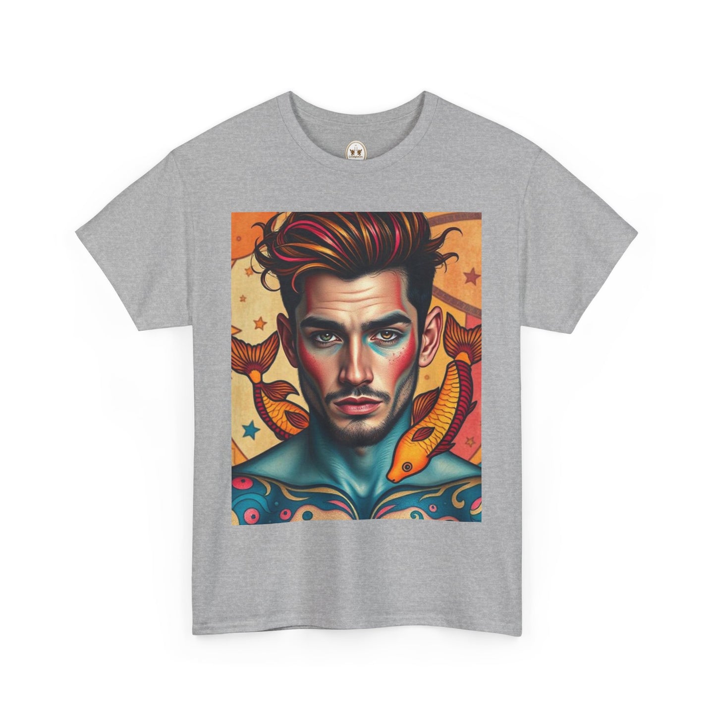 Unisex Heavy Cotton T-Shirt, Pisces, Zodiac v2, Sexy Art