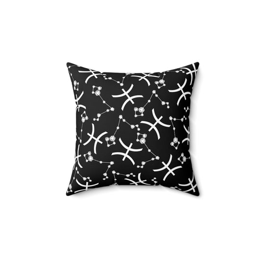 Zodiac Spun Polyester Square Pillow Pisces Zodiac Sign Black Pillow