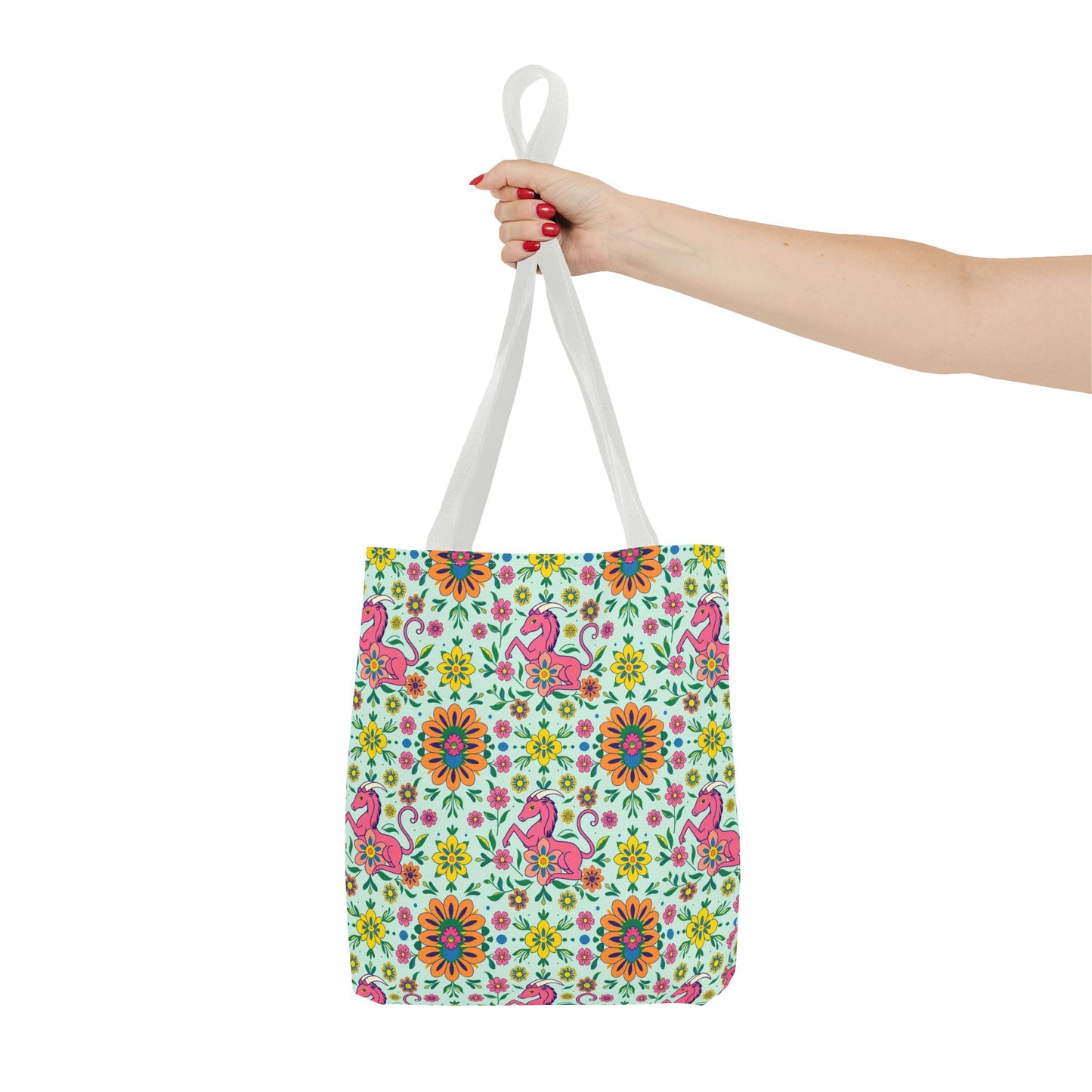Tote Bag (AOP), Aquarius, Zodiac, Flower Pattern