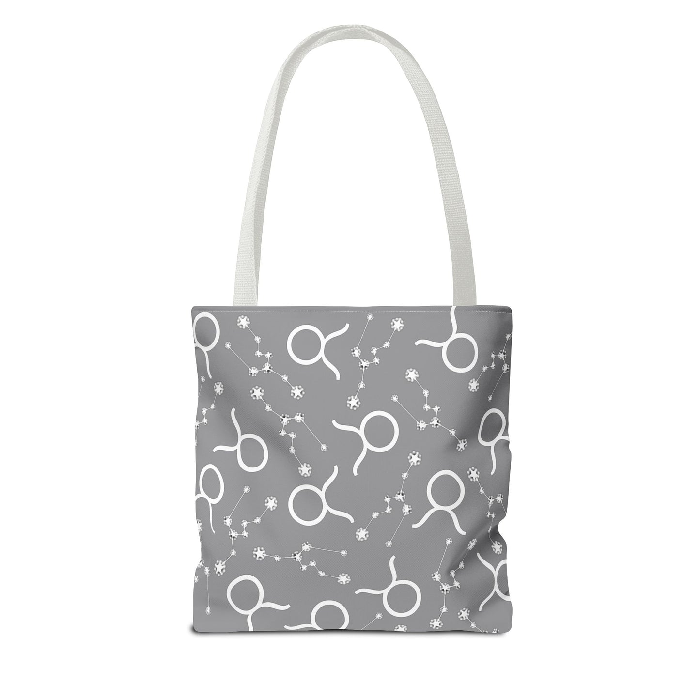 Tote Bag, Taurus Zodiac Sign, AOP, (Grey, White)