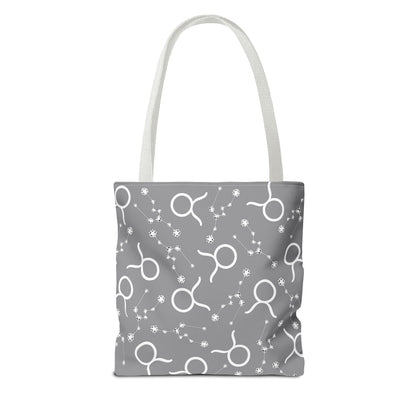 Tote Bag, Taurus Zodiac Sign, AOP, (Grey, White)