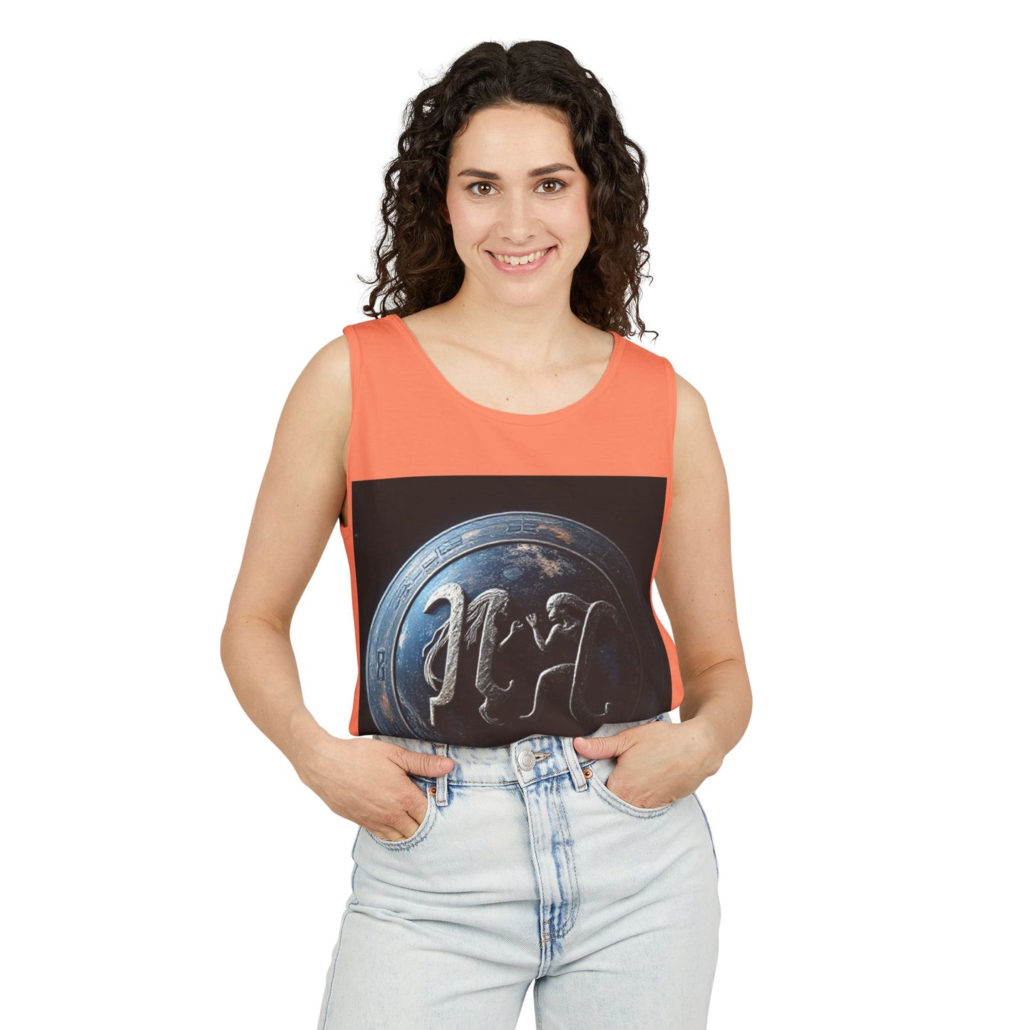 Unisex Garment-Dyed, Tank Top, Gemini Design, Space Symbol , 100% US cotton