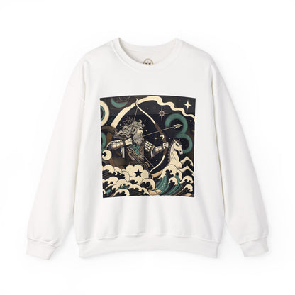 Unisex Heavy Blend™ Crewneck Sweatshirt, Man With Arrow Sagittarius Zodiac Design