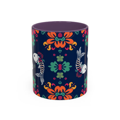 Accent Coffee Mug, Pisces, Zodiac. Flower Pattern, (11, 15oz)
