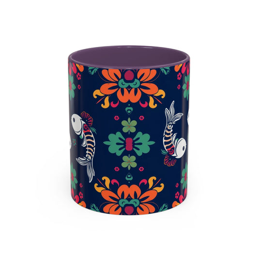 Accent Coffee Mug, Pisces, Zodiac. Flower Pattern, (11, 15oz)
