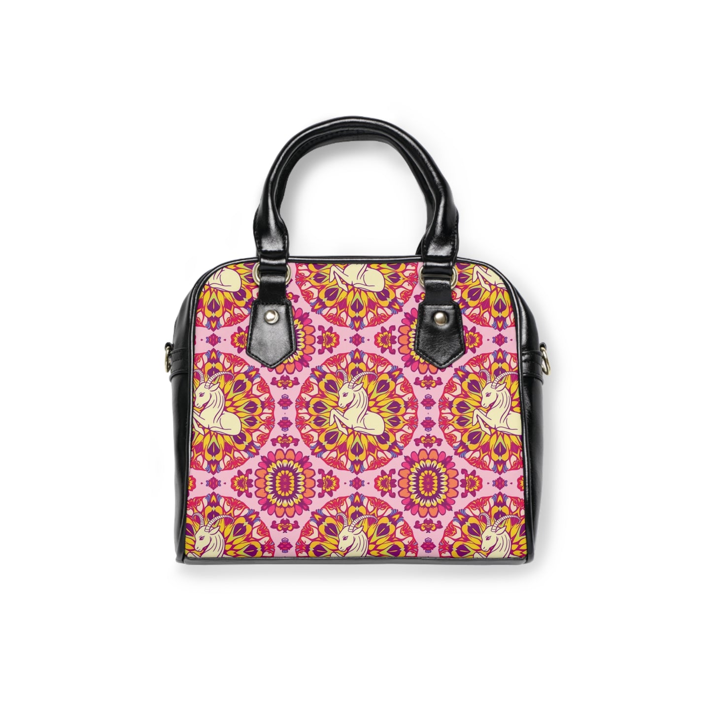 Shoulder Handbag, Capricorn, Zodiac v1, Flower Pattern